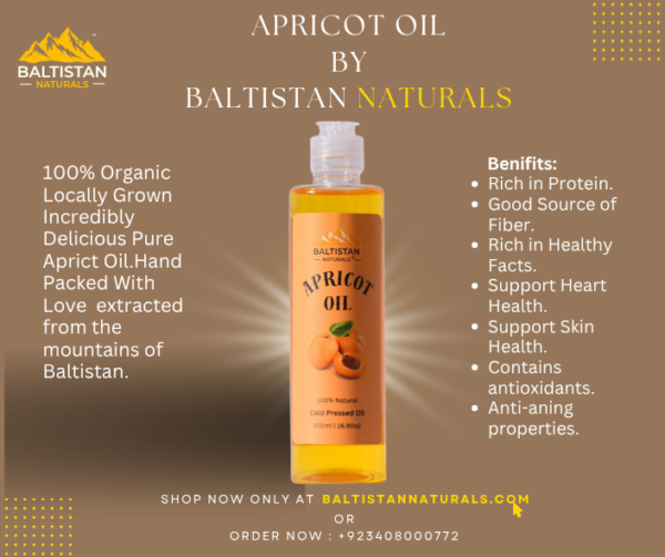Pure Apricot Oil – Cold Pressed (Baltistan Naturals)